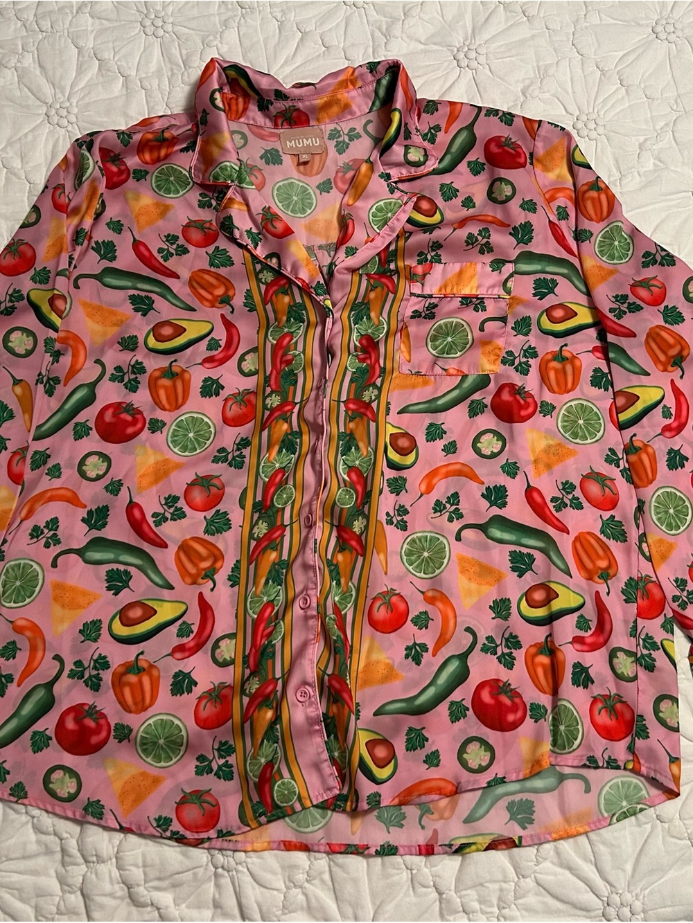Show Me Your Mumu Pink Veggie & Citrus Print Shirt